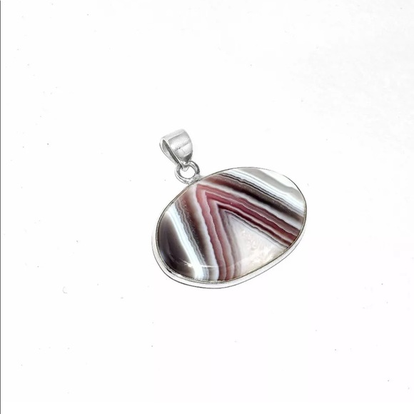 Natural banded agate sterling silver pendant - Picture 2 of 5
